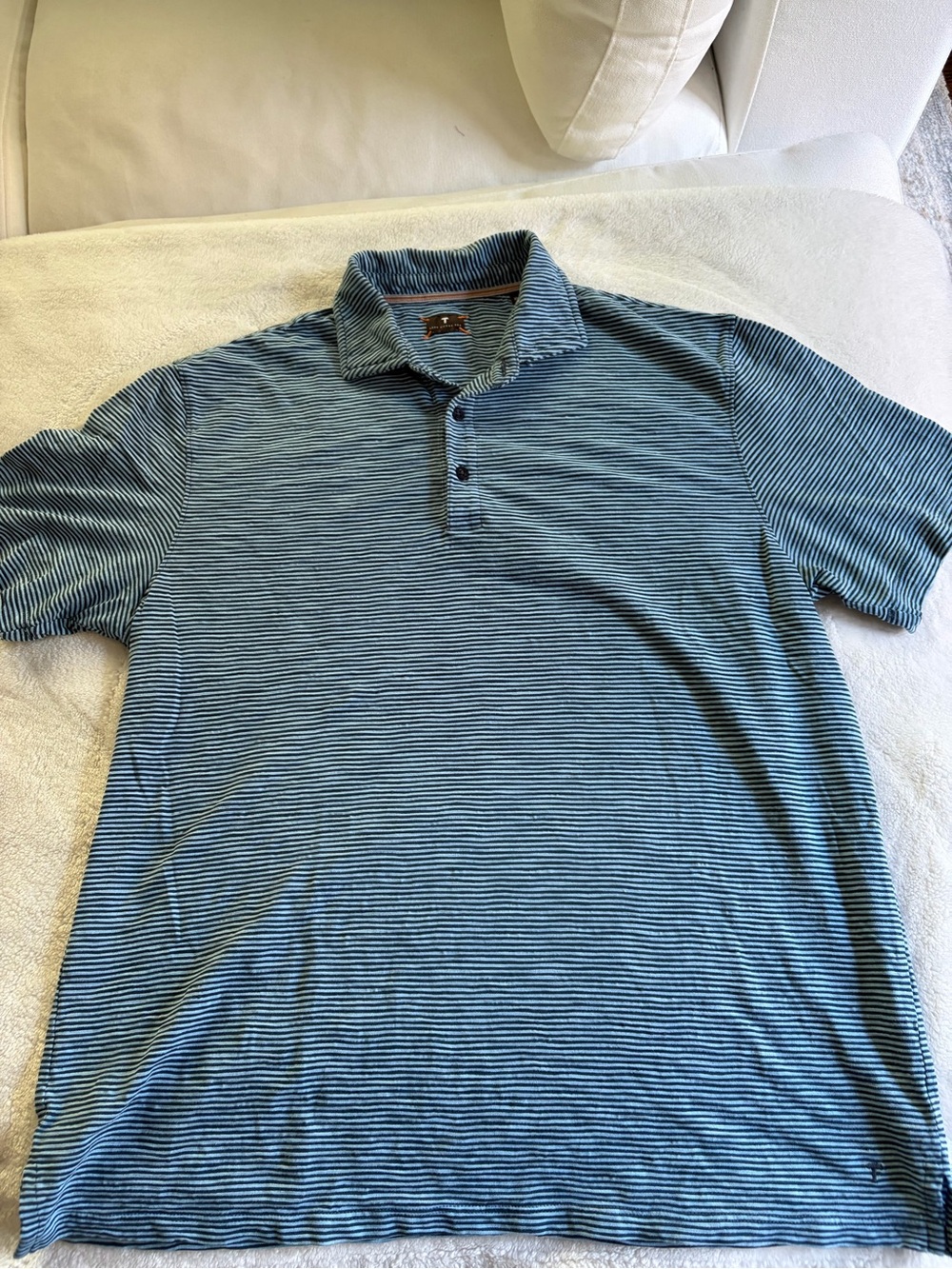 Left Coast Tee Men's Striped Blue Polo Shirt